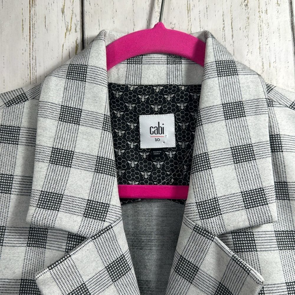 Cabi Gray Gingham Check Blazer Preppy Tailored Business Casual Jacket Workwear - Picture 2 of 16
